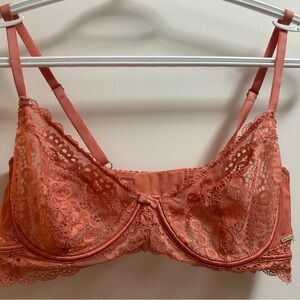 Lace unlined balconette Bra in Coral